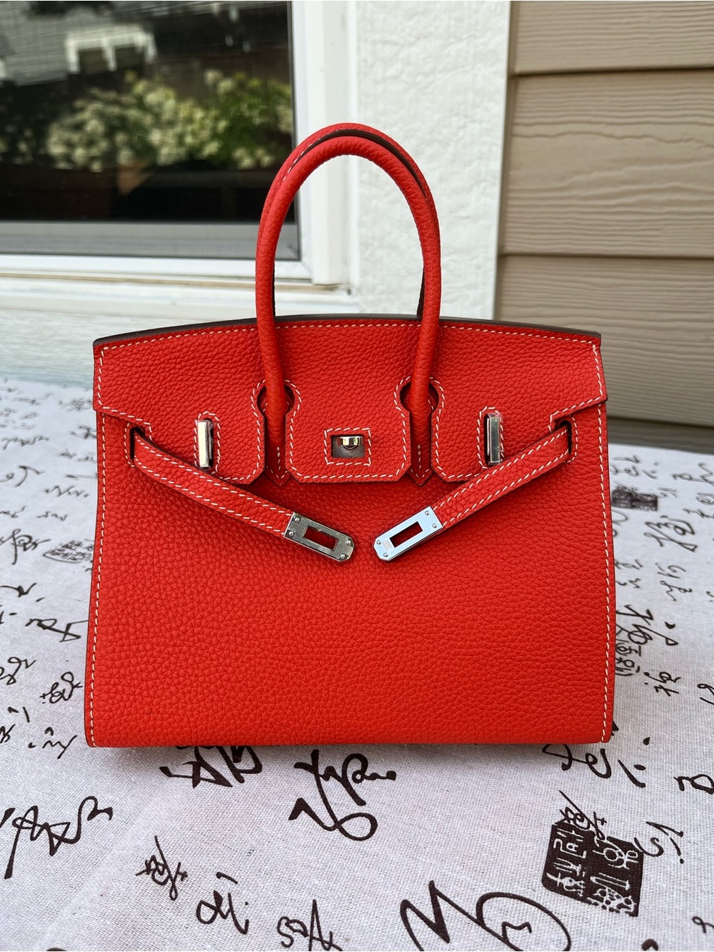 Genuine Leather Handbag 20cm Orange - New (No Lock and Clochette)